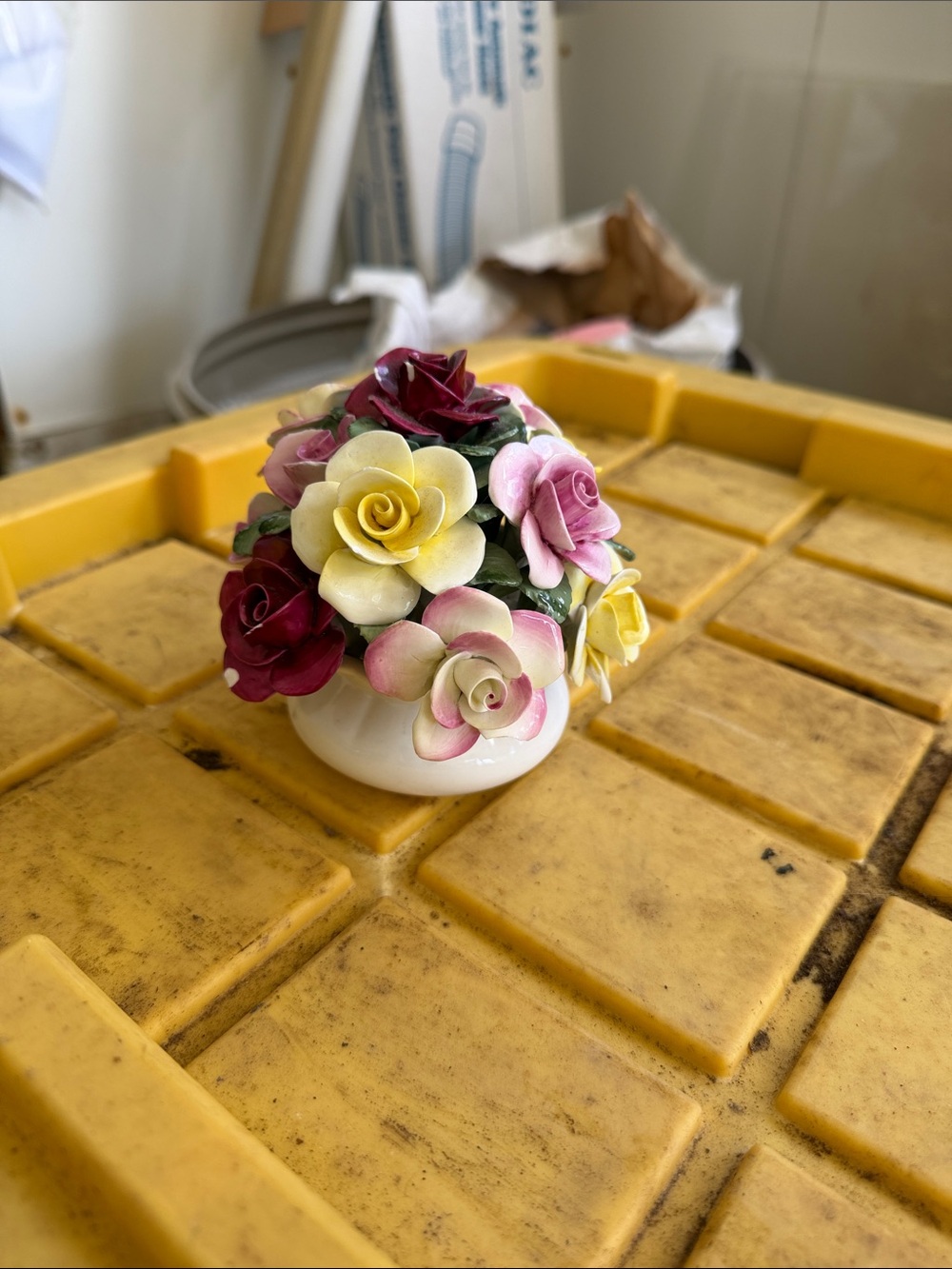 Vintage Porcelain Floral Bouquet Figurine - Multicolor